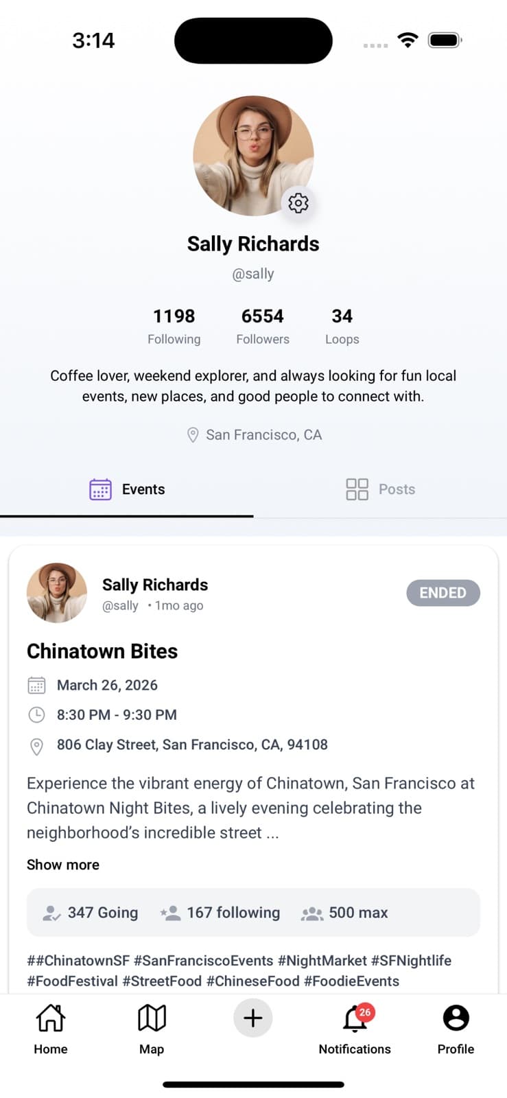 Avryq’s community profile and local event details